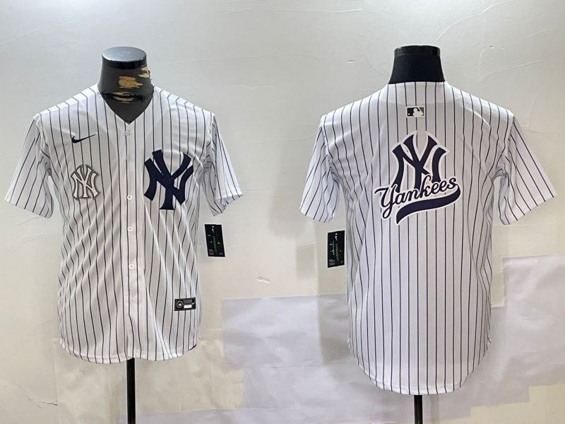 Men New York Yankees Blank White stripe Game 2024 Nike MLB Jersey style 102731